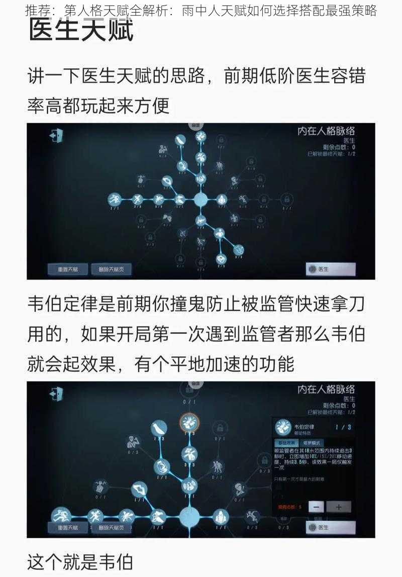 推荐：第人格天赋全解析：雨中人天赋如何选择搭配最强策略