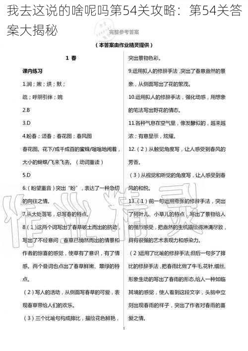 我去这说的啥呢吗第54关攻略：第54关答案大揭秘